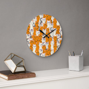 Relógio Grande Gatos brancos e gengibres padrão olhos verdes olho