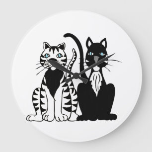 Relógio Grande Gatos de Cartoon Gêmeos