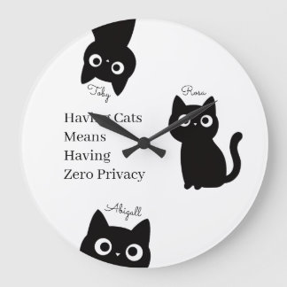 Relógio Grande Gatos Pretos Engraçados Presente Personalizado par
