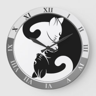 Relógio Grande Gatos yin yang