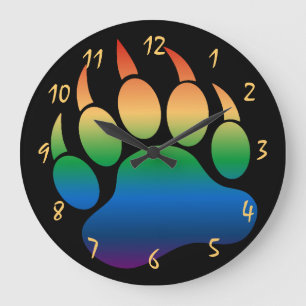Relógio Grande Gay Bear Paw Deslumbrante e Dramático preto - Reló