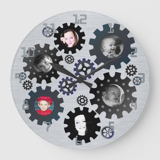 Relógio Grande Gears Photo Frames Wall Clock (Frente)