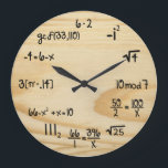 Relógio Grande Geek engraçado da matemática - "grão de madeira "<br><div class="desc">O teste padrão de madeira da grão do falso imprimiu no plástico acrílico.  Pulso de disparo de parede engraçado do geek da matemática.  Excelente para você nerd/geeks para fora lá.  

 Pedido feito sob encomenda da cor aceitado.  Clique a relação do contato acima para enviar-me uma mensagem. elpgeek</div>