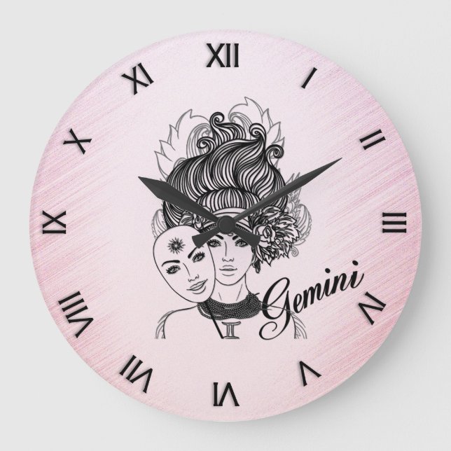 Relógio Grande Gemini mascarada Lady Zodiac Numerações romanas ro (Frente)
