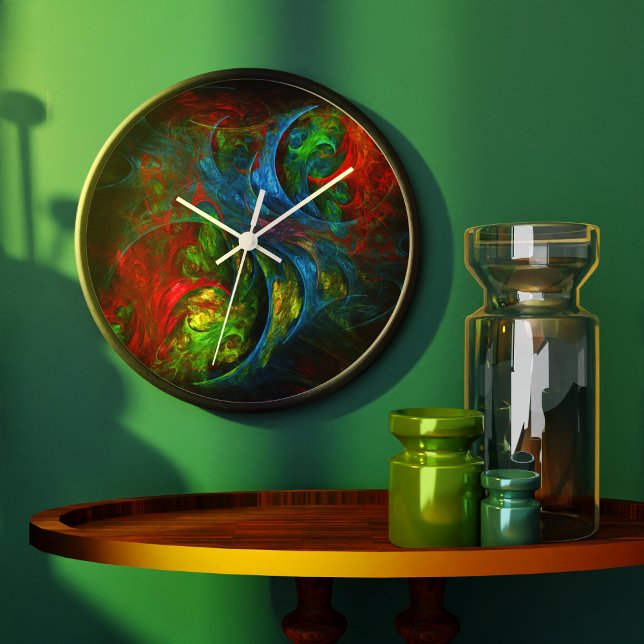 Relógio Grande Genesis Blue Abstract Art Round (Genesis Blue Abstract Art Round Wall Clock)