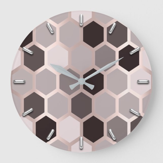Relógio Grande Geometria das Cinzas de Mauve Rosa de Hexagone Hon (Frente)