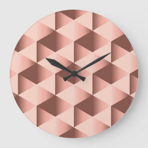 Relógio Grande Geometria Rosy: Motif abstrato pálido.