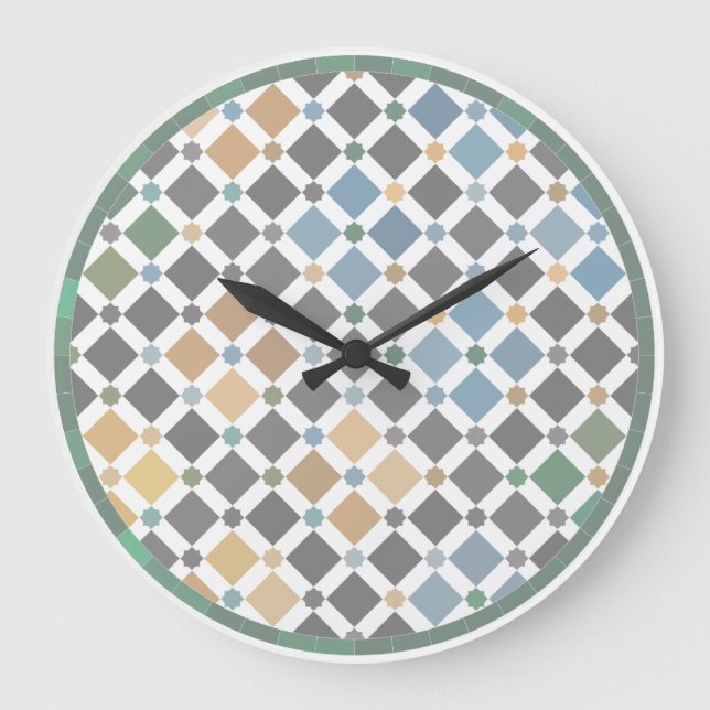 Relógio Grande Geometric Diamond Pattern Wall Clock – Modern Alha (Frente)