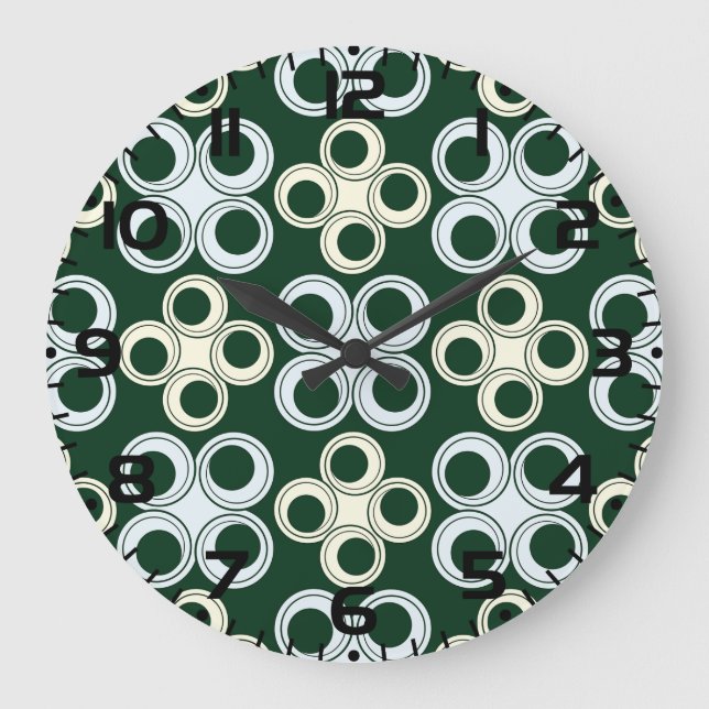 Relógio Grande Geometric Retro Circles Pattern (Frente)