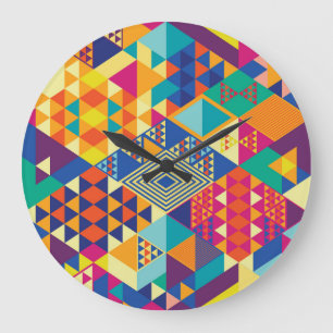 Relógio Grande Geométrico, abstrato, padrão de colheita.