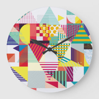 Relógio Grande Geométrico decorativo, padrão sem costura abstrato