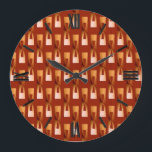Relógio Grande Geométrico metálico do art deco - cobre e oxidação<br><div class="desc">Teste padrão geométrico chique industrial em um efeito metálico de 3 d - máscaras do art deco de brilhante ao cobre profundo ou a um fundo do marrom da oxidação</div>