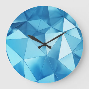 Relógio Grande Geométrico tridimensional, fundo azul metálico