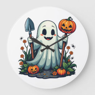 Relógio Grande Ghost Pumpkin do Jardim de Outono de Spookeen