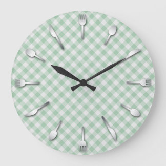 Relógio Grande Gingham Kitchen Clock - Country Western