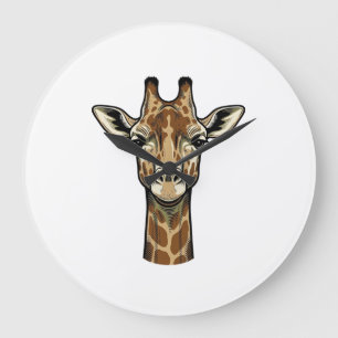 Relógio Grande Girafa de Arte Vetorial de Gravura Antiga Design_1