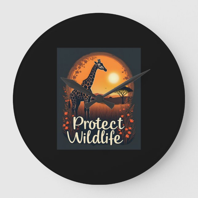 Relógio Grande Girafa do Canto de Savana (Frente)
