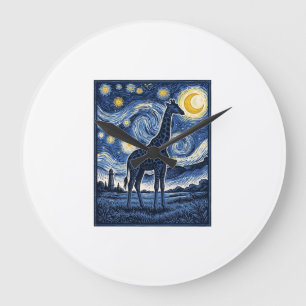 Relógio Grande Girafa Noite Estrelada Vintage