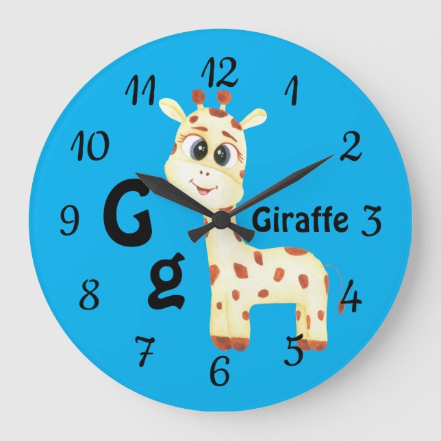 Relógio Grande Giraffe personaliza ABC: Carta G - Adicionar seu n (Frente)