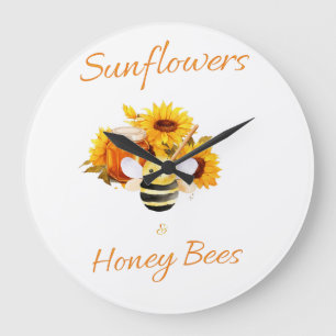 Relógio Grande "Girassóis e abelhas do mel"
