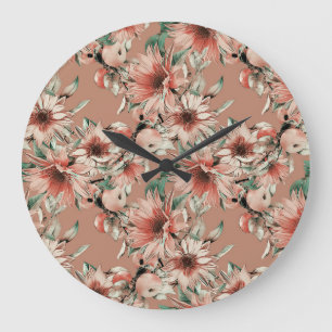 Relógio Grande Girassóis, maçãs: padrão de aquarela de outono