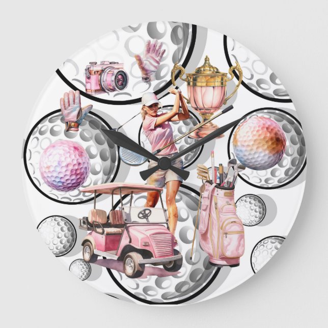 Relógio Grande Girls Go Golfing (Frente)