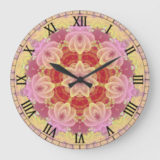 Relógio Grande Giro-Fractals Colar Rosa e Amarelo