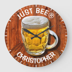 Relógio Grande Glass Pint Beer Mug With White Head With Your Text