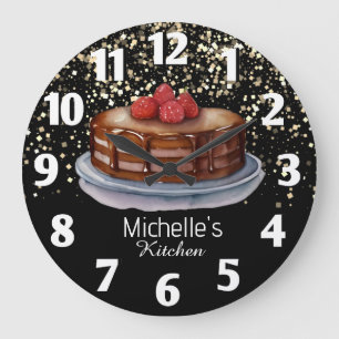 Relógio Grande Glitter Bake Baker Chef Personalizado