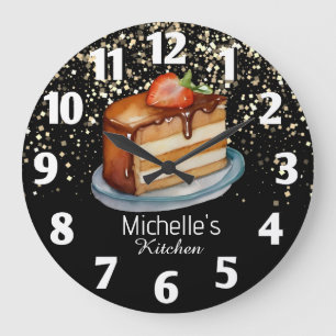 Relógio Grande Glitter Bake Baker Chef Personalizado