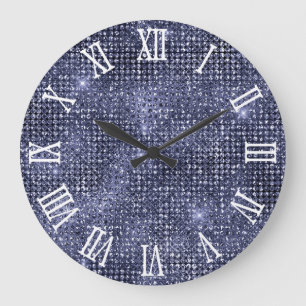 Relógio Grande Glitter de Disco do Marinho Numeral Romano