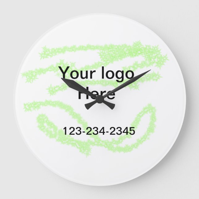 Relógio Grande Glitter verde simples adicione seu número de logot (Frente)
