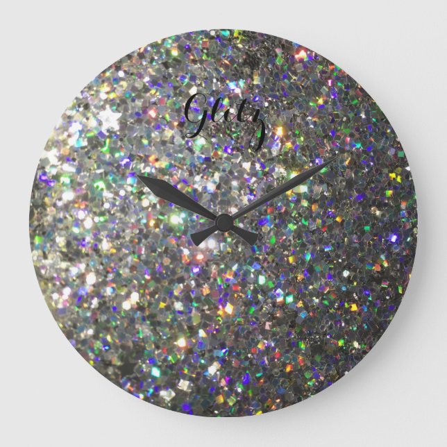 Relógio Grande Glitz Holograma Glitter Wall Clock! (Frente)