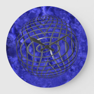 Relógio Grande Globo de fios de linha azul fina