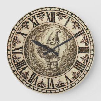 Relógio Grande Gnome Wall Clock – Farmhouse Decor
