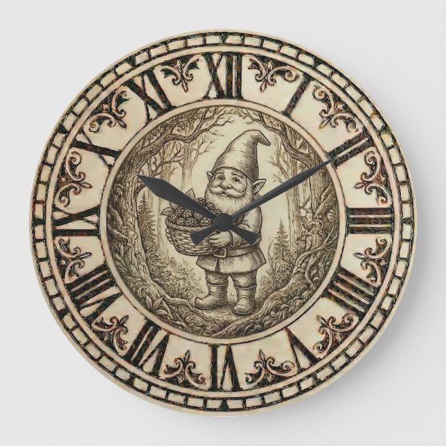 Relógio Grande Gnome Wall Clock –  Farmhouse Decor (Frente)