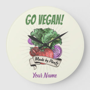 Relógio Grande Go Vegan Made by Plant Veggie vegetarianos