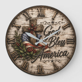 Relógio Grande God Bless America Christian