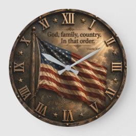 Relógio Grande God Family Country Charlie Kirk Quote