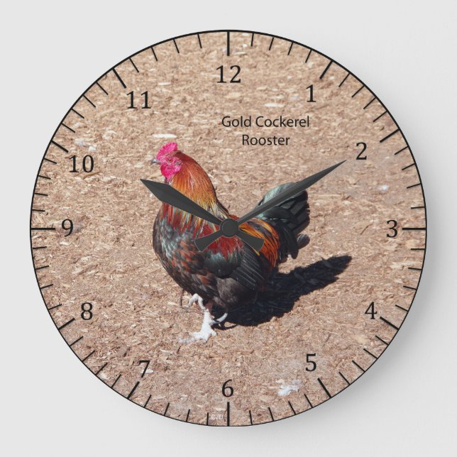 Relógio Grande Gold Cockerel Rooster clock (Frente)