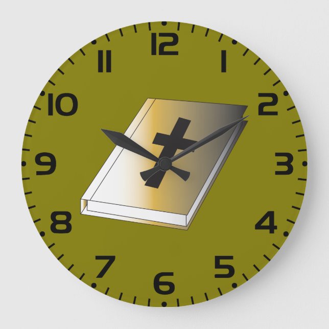 Relógio Grande Gold Holy Bible with Black Cross Religious (Frente)