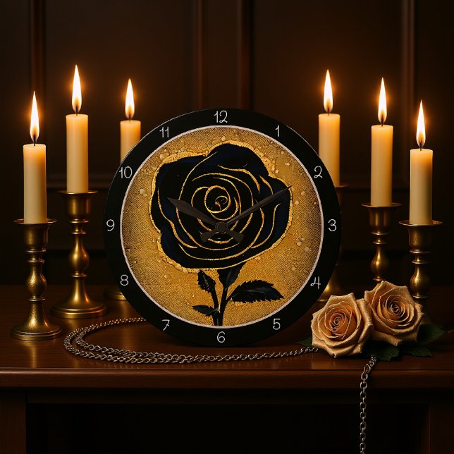 Relógio Grande Golden Accent Black Rose  (Criador carregado)