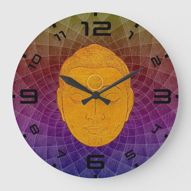 Relógio Grande Golden Buddha Zen Mandala Wall Clock (Frente)
