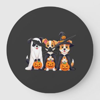 Relógio Grande Golden Retriever Fantasma Halloween Doces Ou Trave