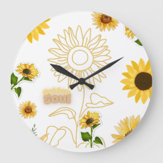 Relógio Grande Golden Soul - Collage de Girasoles Estética Vintag