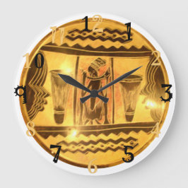Relógio Grande Golden Yellow Red African Traditional colors