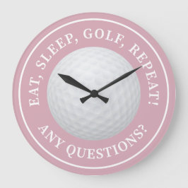 Relógio Grande Golf Ball Sports Modern Golfing Cote Trendy Pink