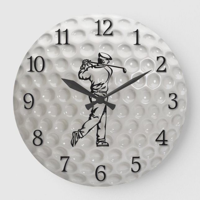 Relógio Grande Golf Ball Wall Clock com números e Golfer (Frente)