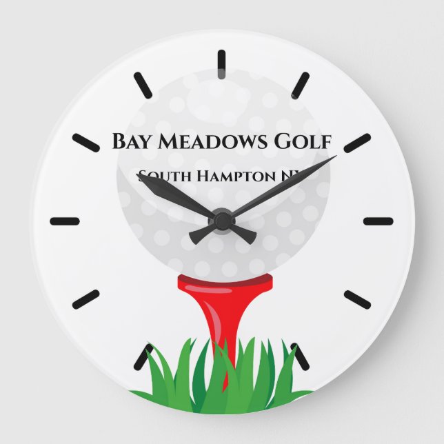 Relógio Grande Golf Club Wall Clock, 10" - Branco redondo (Frente)