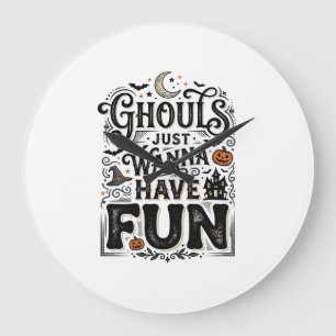Relógio Grande Golos só Querem se Divertir no Halloween Vetor Des